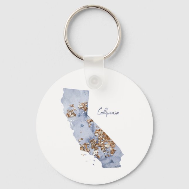 Porte-clés Carte d'état Blue & Gold California (Recto)