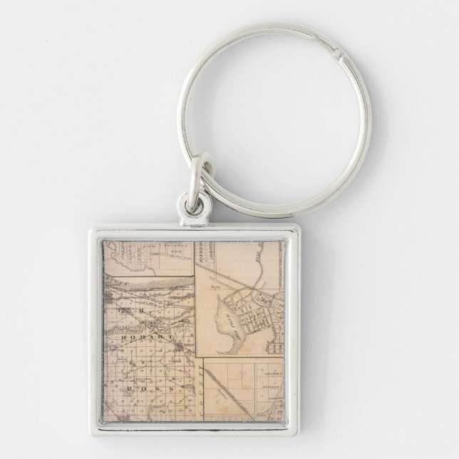 Porte-clés Carte du comté de Lake avec Lowell (Devant)