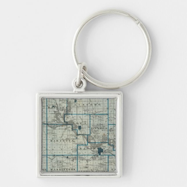Porte-clés Carte du comté de Marshall, État de l'Iowa (Devant)