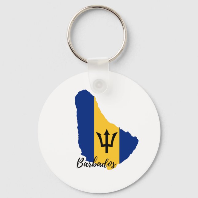 Porte-clés Carte du drapeau de la Barbade (Recto)