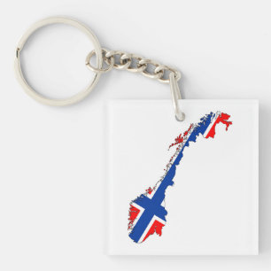 Porte-clés carte du drapeau de la norvège