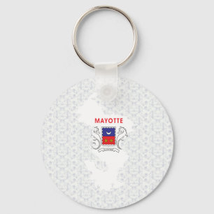 Porte-clés Carte du drapeau de Mayotte pleine taille