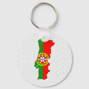 Porte-clés Carte du drapeau du Portugal pleine taille
