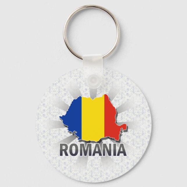 Porte-clés Carte du drapeau roumain 2.0 (Recto)
