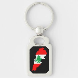 Porte-clés Carte du Liban avec aimant en pierre de drapeau