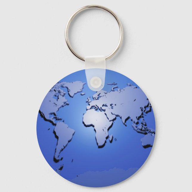 Porte-clés Carte du monde en bleu (Recto)
