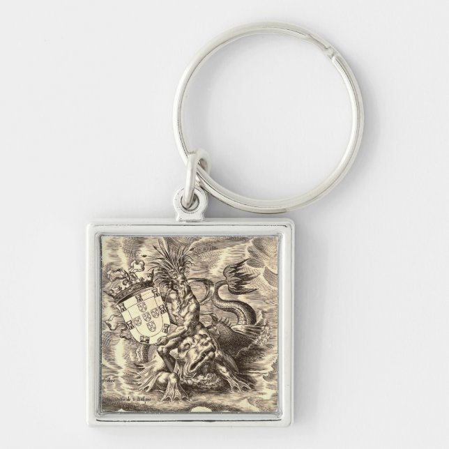 Porte-clés Carte du monde Poseidon équitation Dauphin (Devant)