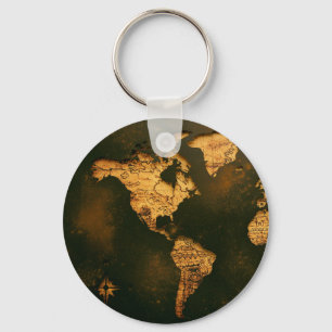 Porte-clés Carte du monde vintage Art de cartographie antique