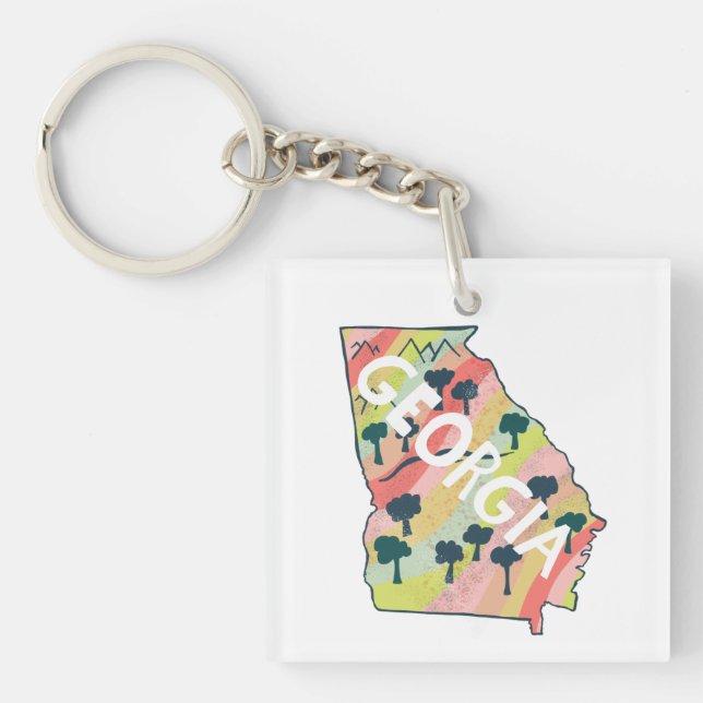 Porte-clés Carte illustrée de Géorgie (Devant)