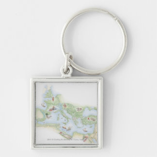 Porte-clés Carte illustrée de l'empire romain