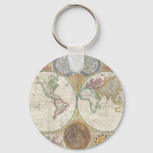 PORTE-CLÉS CARTE MONDIALE VINTAGE