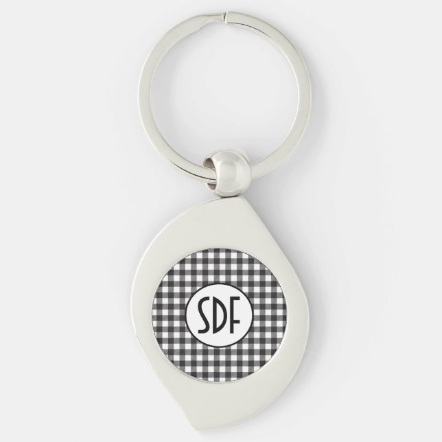 Porte-clés Carte monographique personnalisée en noir et blanc (Devant)