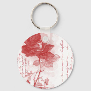 Porte-clés Carte postale Rose rouge