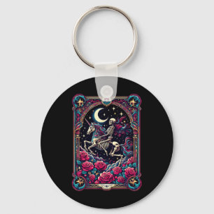 Porte-clés Carte Tarot Squelette Coloré Floral Unicorn Hallow