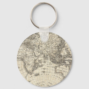 Porte-clés Carte vintage de l'Europe et de l'Asie