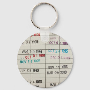 Porte-clés Cartes de date d'échéance de la bibliothèque vinta