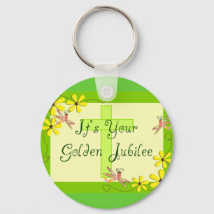 Porte-clés Cartes d'or de jubilé de nonne catholique