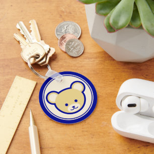 Porte-clés Carton Bleu Beige Teddy Ours Mignonne Drôle