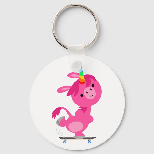 Porte-clés Carton de skateboard Cute Unicorn (Recto)
