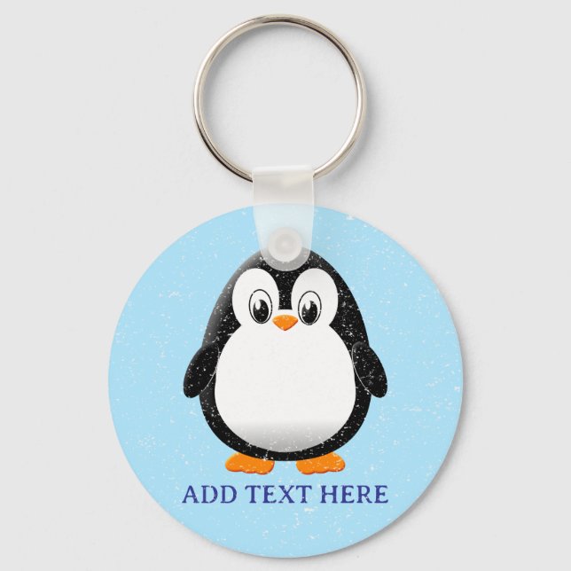 Porte-clés Carton en pingouin mignon hiver personnalisé (Recto)