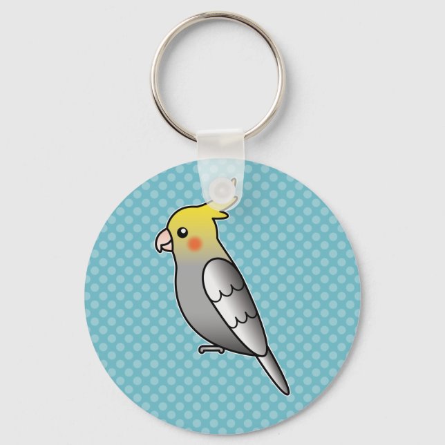 Porte-clés Carton gris Cockatiel Parrot Bird (Recto)
