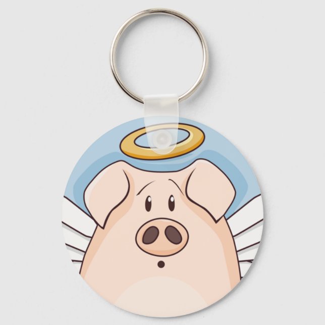 Porte-clés Carton mignon Angel Pig (Recto)