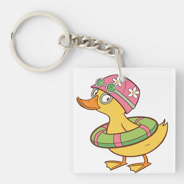 Porte-clés Cartoon à canettes mignonnes - Porte - clé acryliq (Devant)