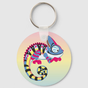 Porte-clés cartoon blue chameleon