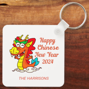 Porte-clés Cartoon de dragon doux coloré Nouvel An chinois