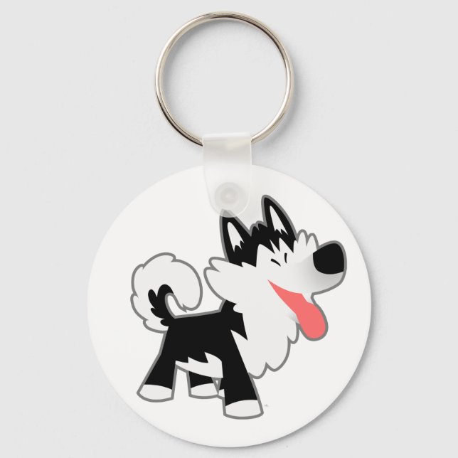 Porte-clés Cartoon mignon Porte - clé Husky Sibérien (Recto)