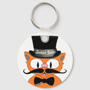 Porte-clés Cartoon Mustache Cat Senor Gato Keychain