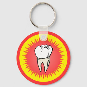 Porte-clés Cartoon Red White Extracted Molar Starburst