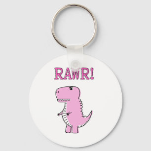 Porte-clés Cartoon T-Rex Dinosaur Mignonne Et Rose En Colère