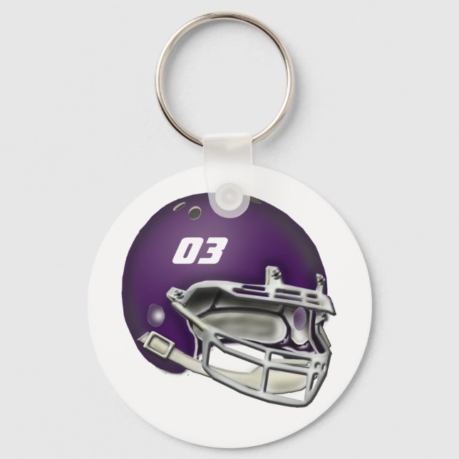 Porte-clés Casque de football violet d'aubergine (Recto)