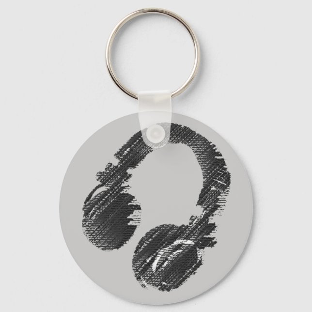 Porte-clés casque deejay de musique noire (Recto)