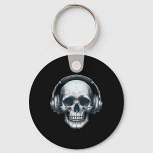 Porte-clés Casque Skeleton Dj Éffrayant Musicien Crâne Hallo