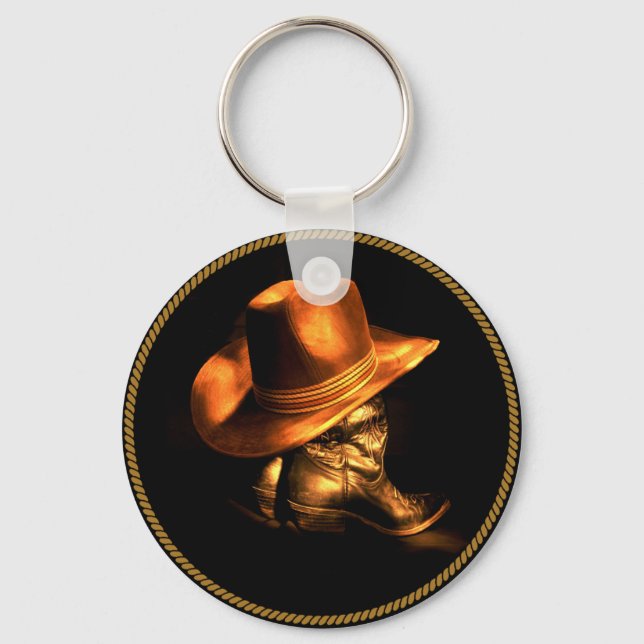PORTE-CLÉS CASQUETTE DE COWBOY & BOOTS (Recto)
