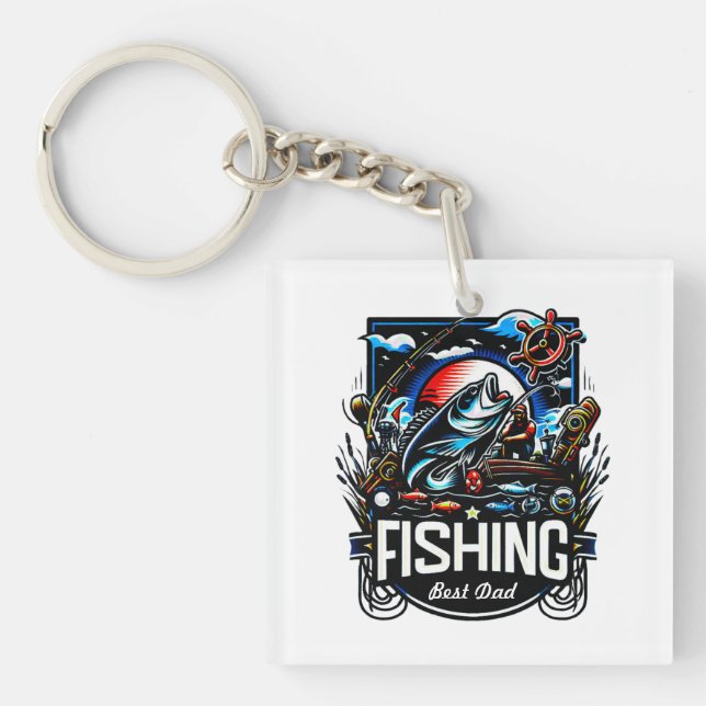 Porte-clés Casquette de pêche personnalisé (Devant)