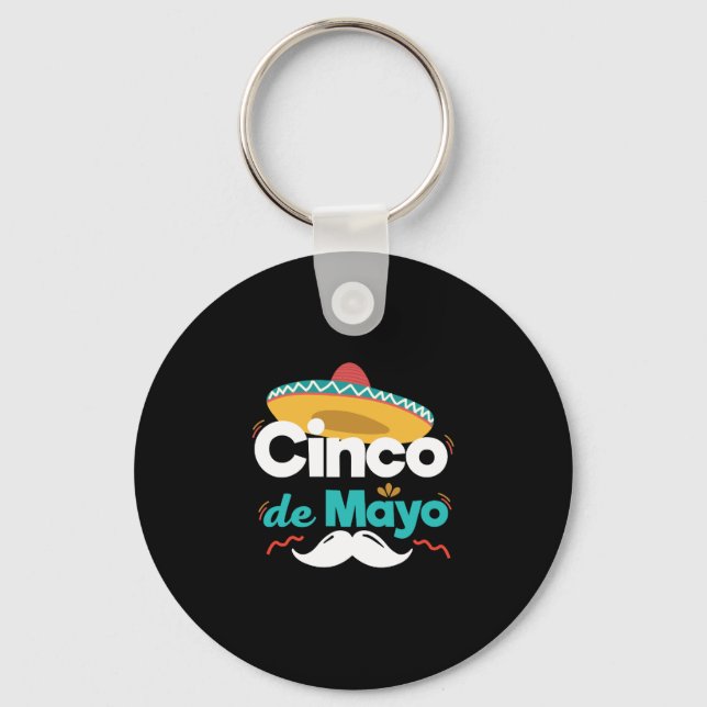 Porte-clés Casquette mexicain et Mustache Cinco De Mayo Céléb (Recto)