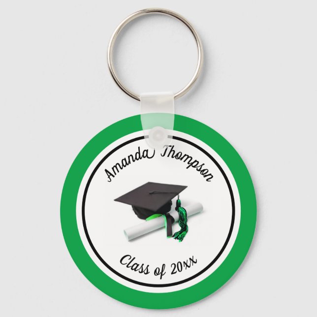 Porte-clés Casquette noire et verte et Tassel (Recto)