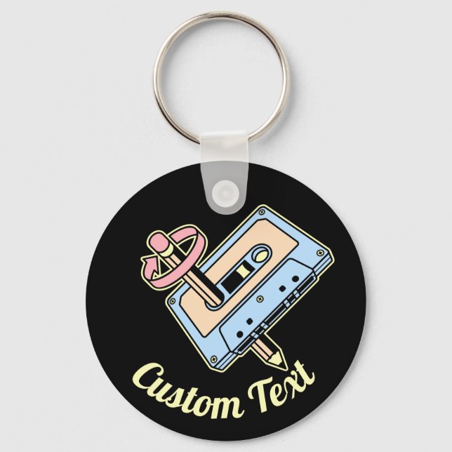 Porte-clés Cassette audio avec crayon (Recto)
