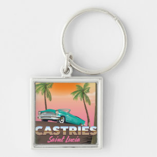 Porte-clés Castries Sainte-Lucie exotique affiche de voyage t