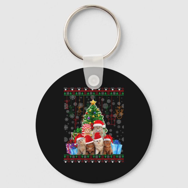Porte-clés Cat Christmas Funny Ugly Women Men Merry Gift  (Recto)