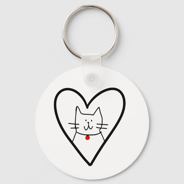 Porte-clés Cat in Heart Doodle  (Recto)