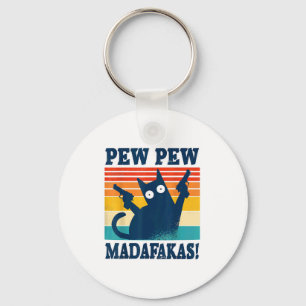 Porte-clés Cat Pew Pew Madafakas Crazy Cat Gun