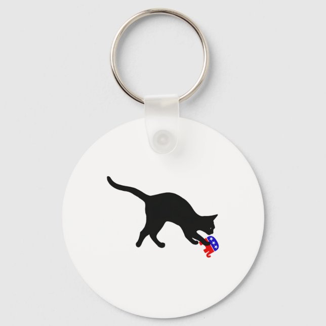 Porte-clés Cat Poncing Sur Gop Elephant Funny Democat (Recto)