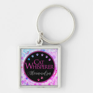 Porte-clés Cat Whisperer Colorée Tie Dye Rose amusant dire