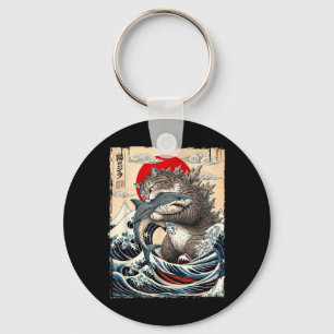 Porte-clés Catzilla contre Meg Art de la Grande Vague japonai