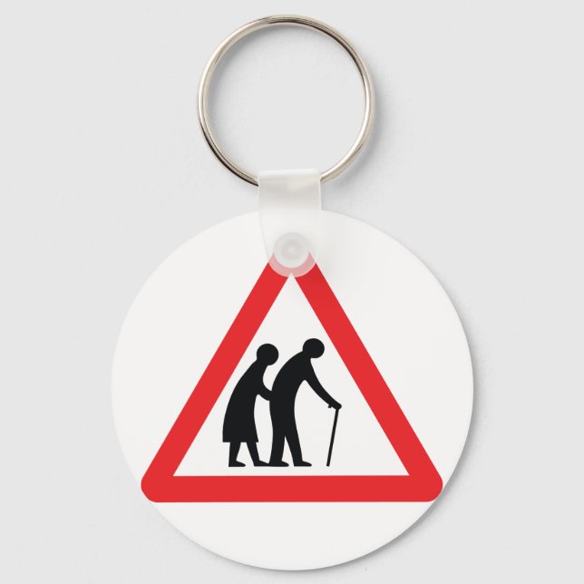Porte-clés CAUTION Personnes ÂGÉES - VOYAGE UK (Recto)