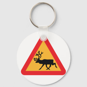 Porte-clés Caution Reindeer Swedish Traffic Sign